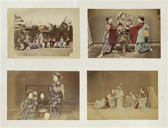 (JAPAN) A dynamic album with approximately 190 small-format photographs, most hand-colored.